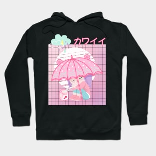 90s Japanese Kawaii Sad Girl Pink Japanese Strawberry Milk Hoodie